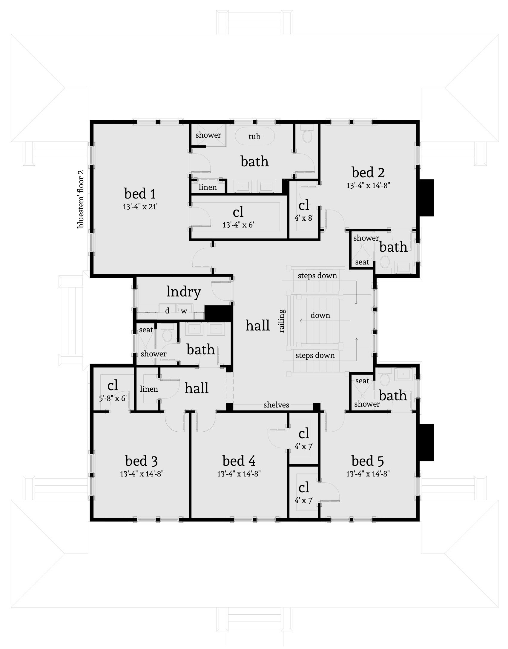 Floor Plan Second Story of Traditional Plan #116-1092