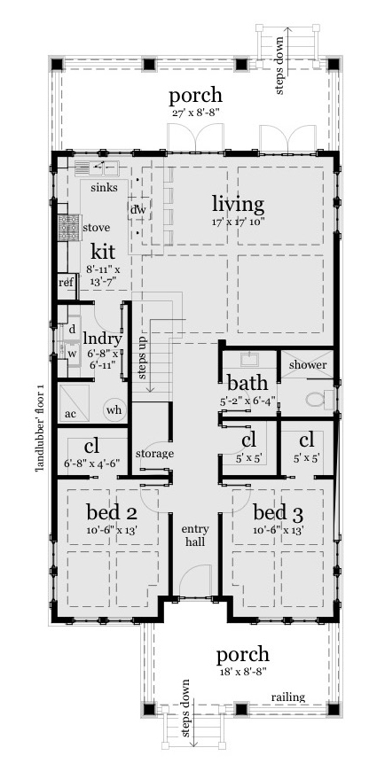 Floor Plan First Story of Coastal Plan #116-1093