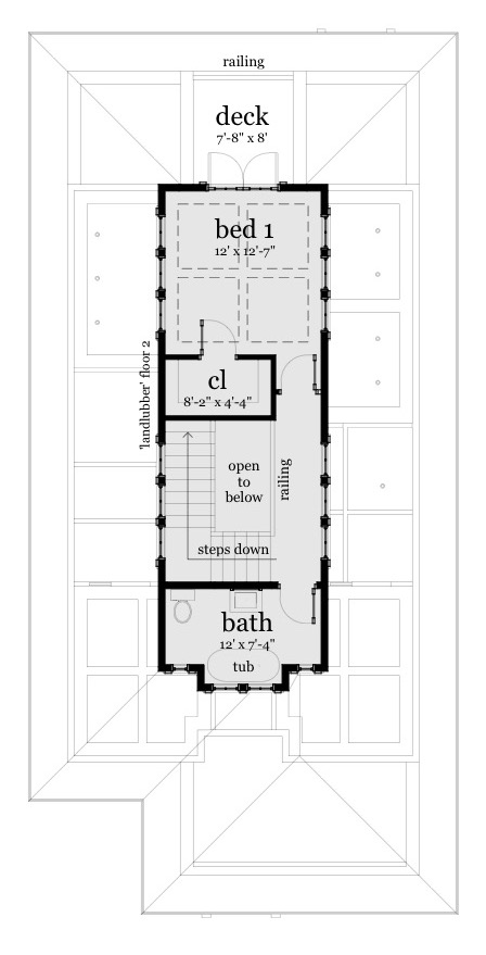 Floor Plan Second Story of Coastal Plan #116-1093