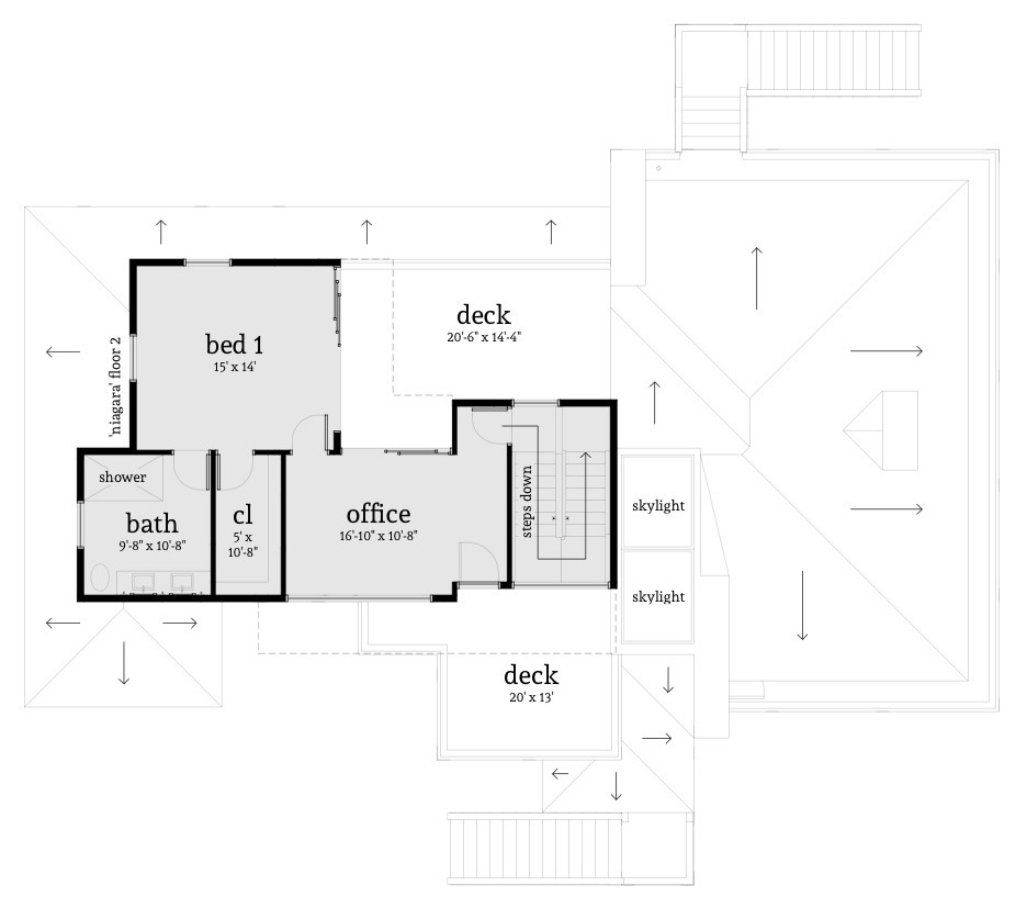 Floor Plan Second Story of Beachfront Plan #116-1094