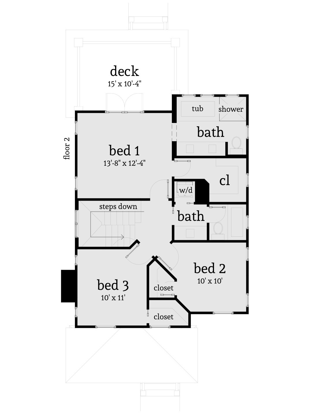 Floor Plan Second Story of Country Plan #116-1096