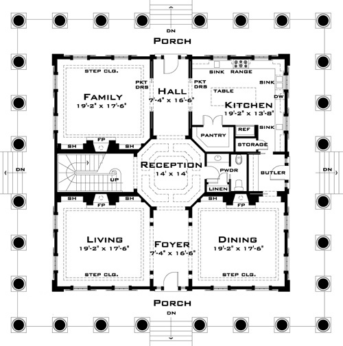 Floor Plan First Story of Traditional Plan #116-1097