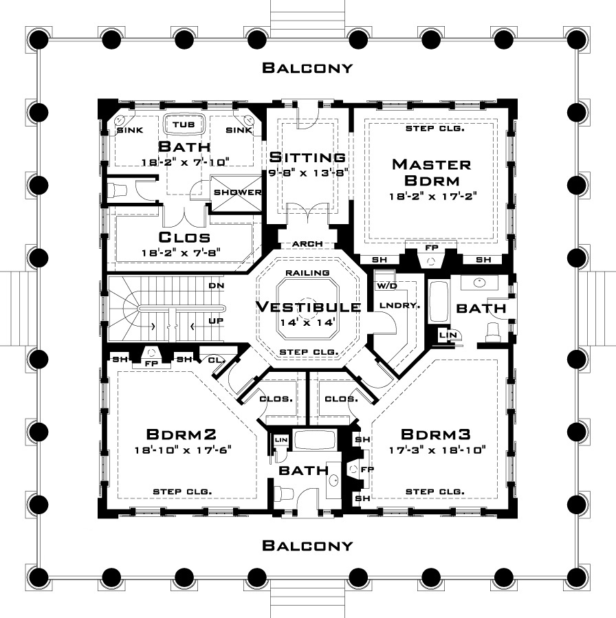 Floor Plan Second Story of Traditional Plan #116-1097
