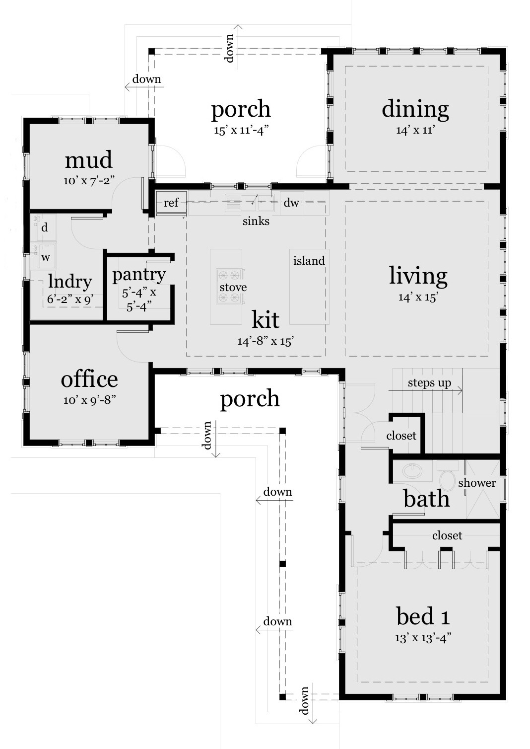 Floor Plan First Story of Farmhouse Plan #116-1098