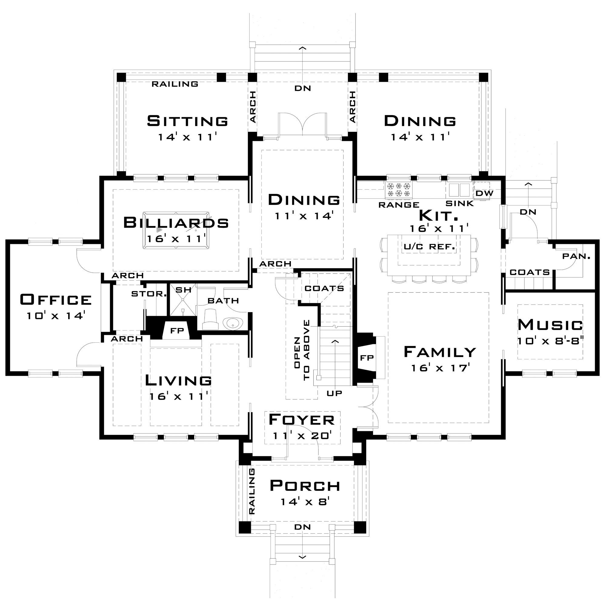 Floor Plan First Story of Colonial Plan #116-1099