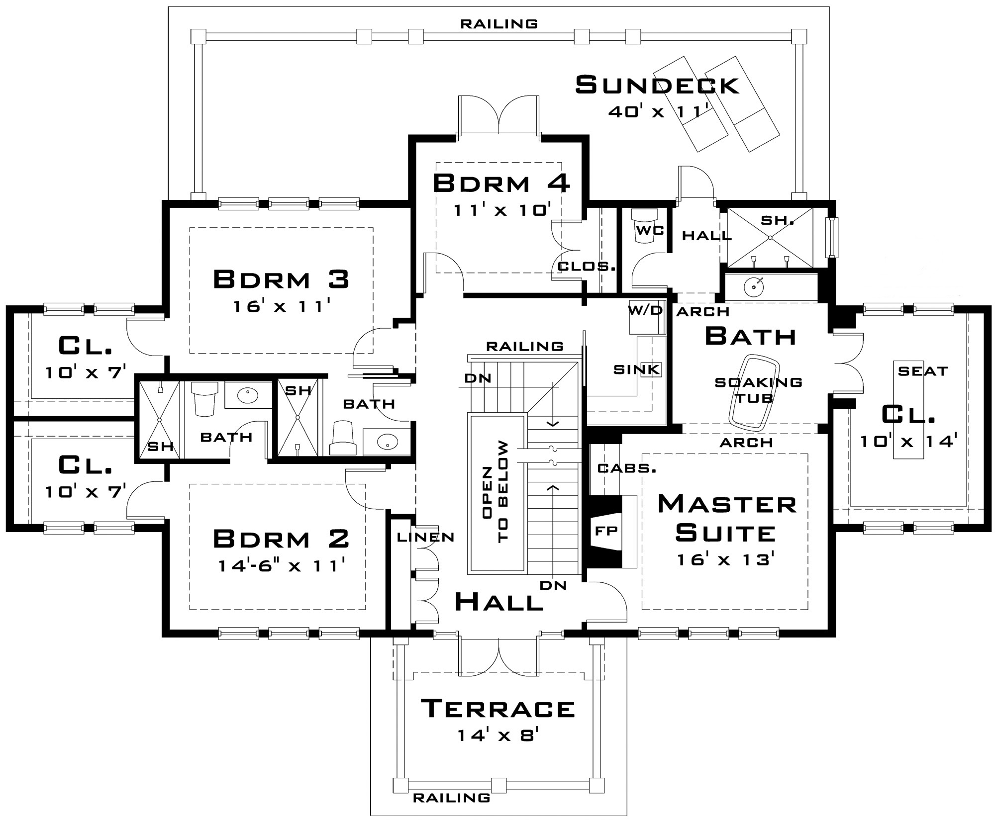 Floor Plan Second Story of Colonial Plan #116-1099