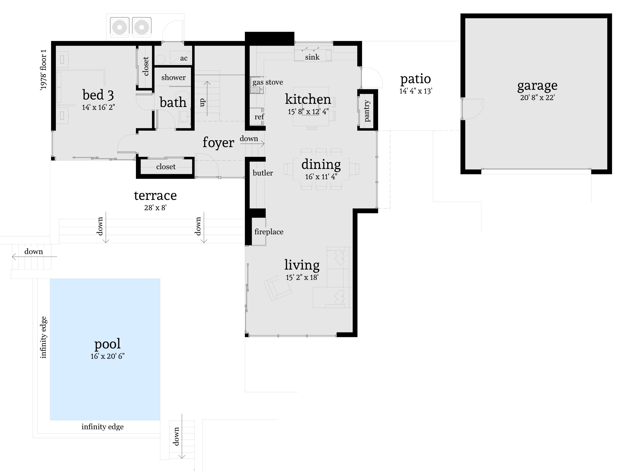 Floor Plan First Story of Modern Plan #116-1100