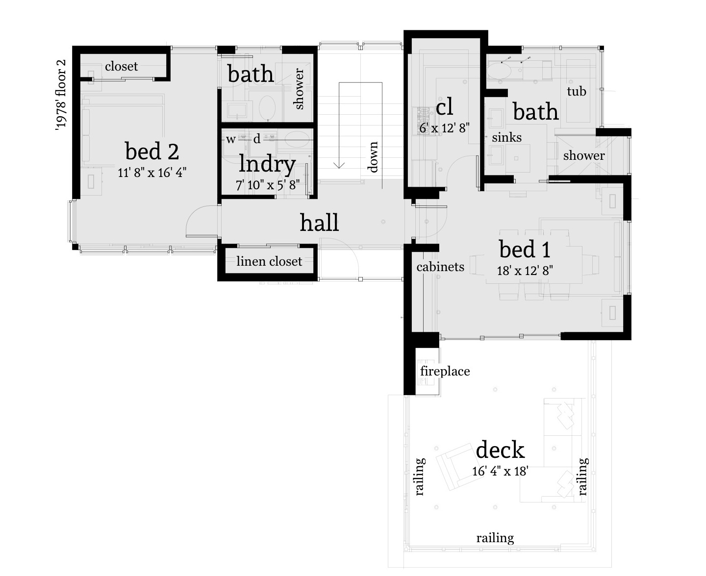Floor Plan Second Story of Modern Plan #116-1100