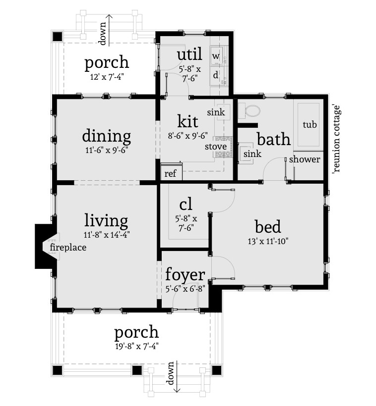 Floor Plan First Story of Beachfront Plan #116-1103