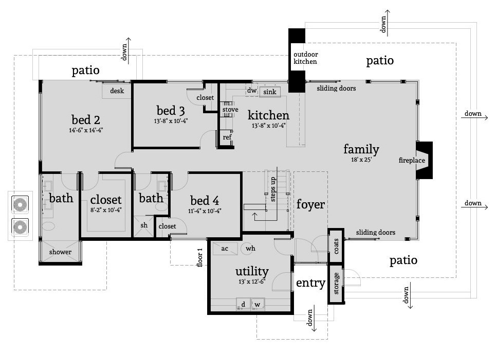 Floor Plan First Story of Modern Plan #116-1104