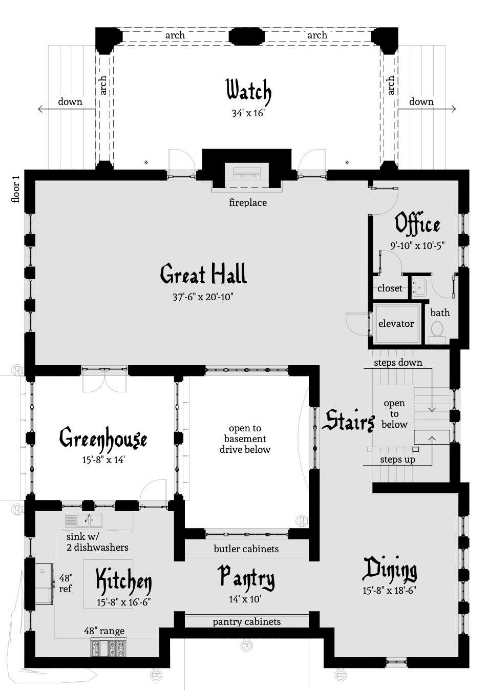 Floor Plan First Story of Historic Plan #116-1105