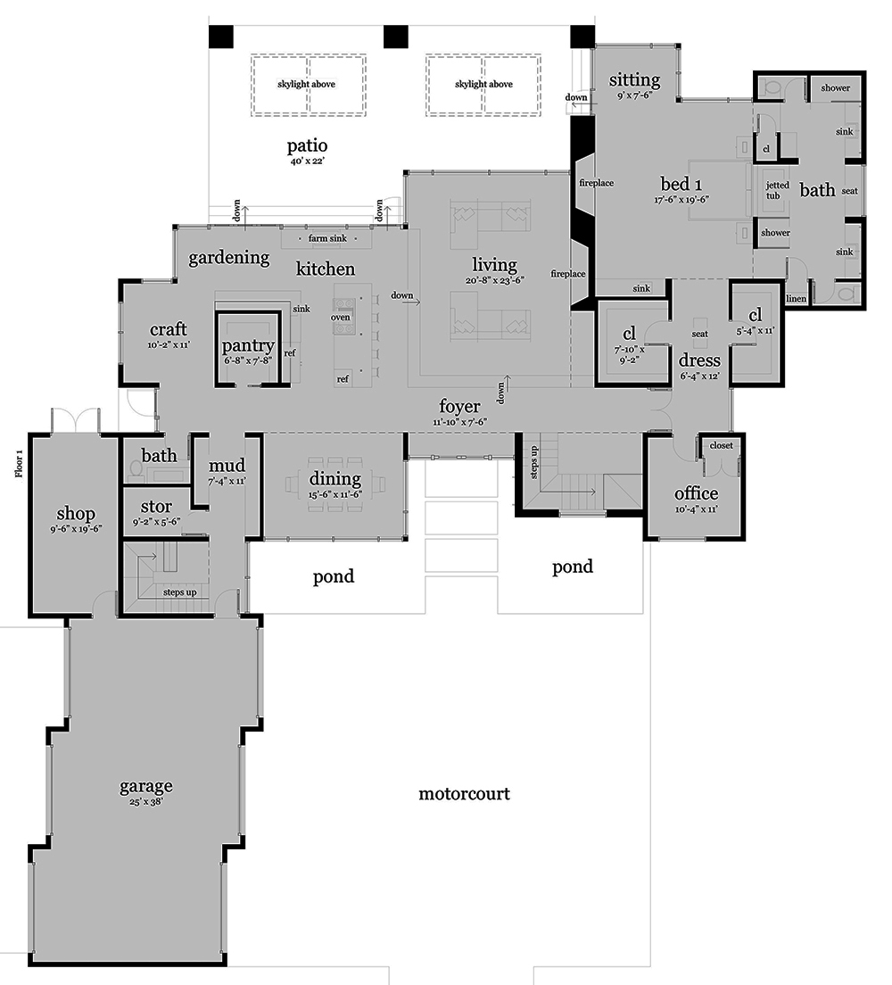 Floor Plan First Story of Concrete Block/ ICF Design Plan #116-1106
