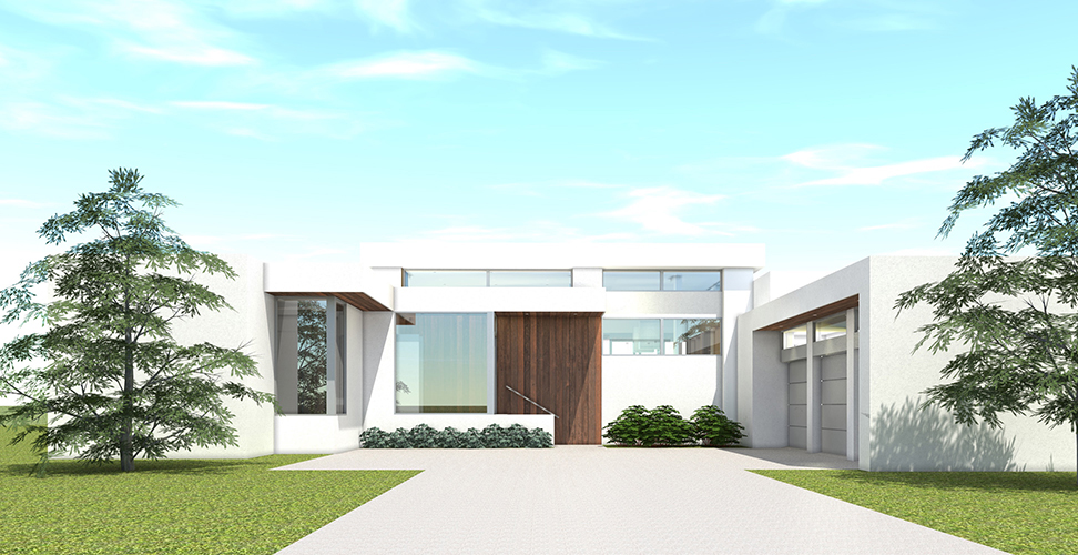 Front elevation of Modern home (ThePlanCollection: House Plan #116-1107)
