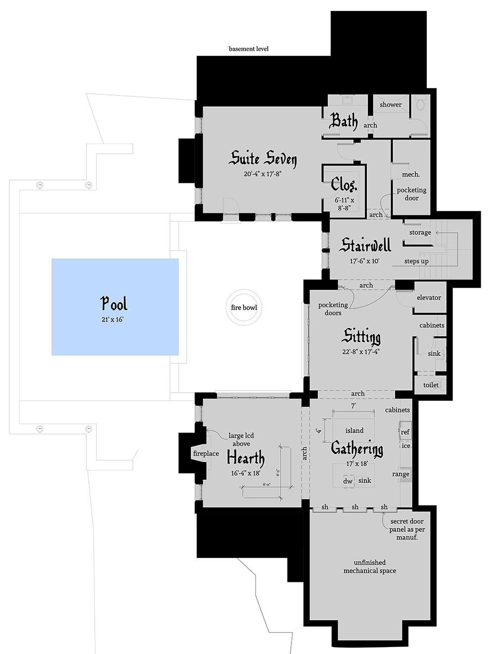 Floor Plan Basement of Historic Plan #116-1108