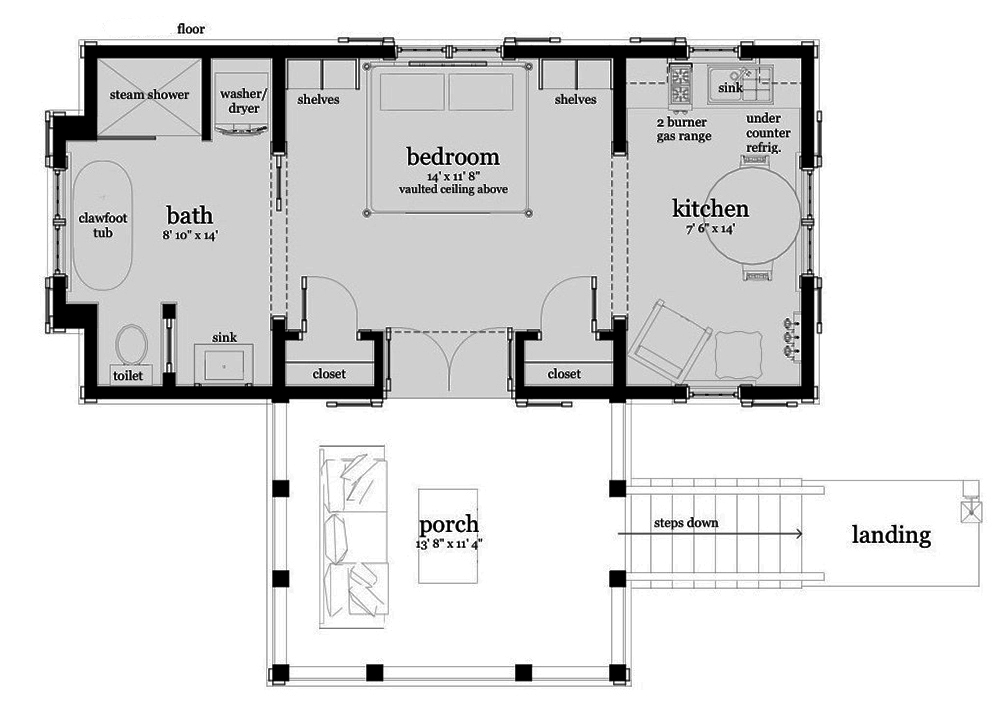 Floor Plan First Story of Cottage Plan #116-1109