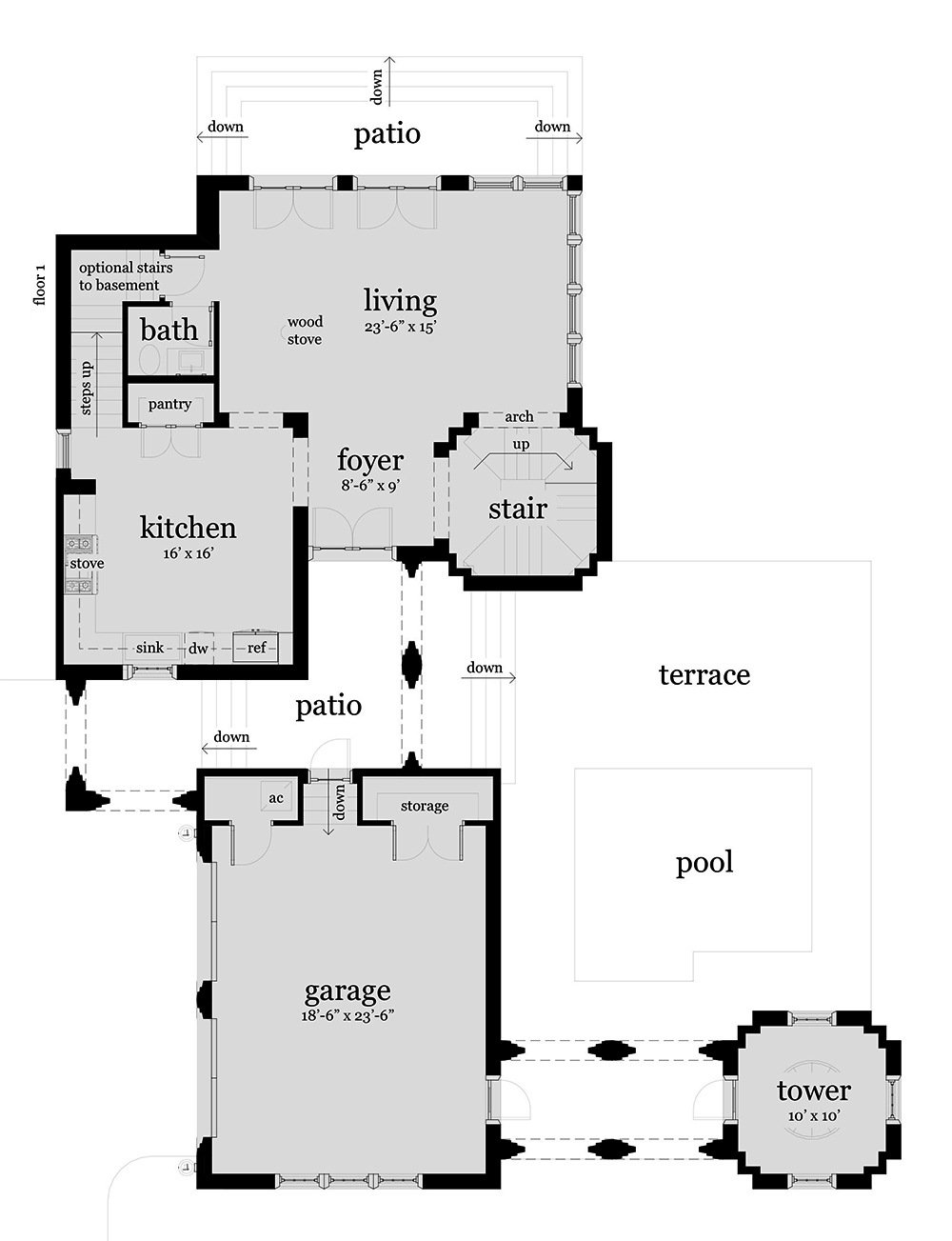 Floor Plan First Story of Historic Plan #116-1110
