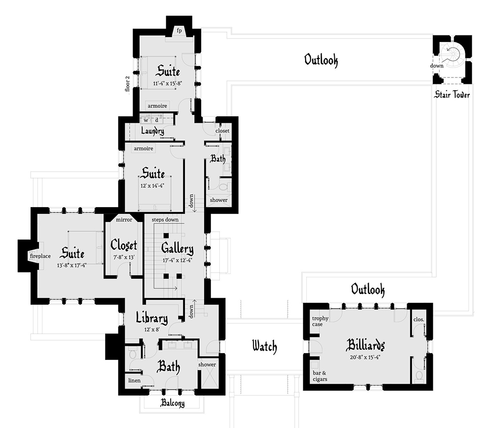Floor Plan Second Story of Historic Plan #116-1111