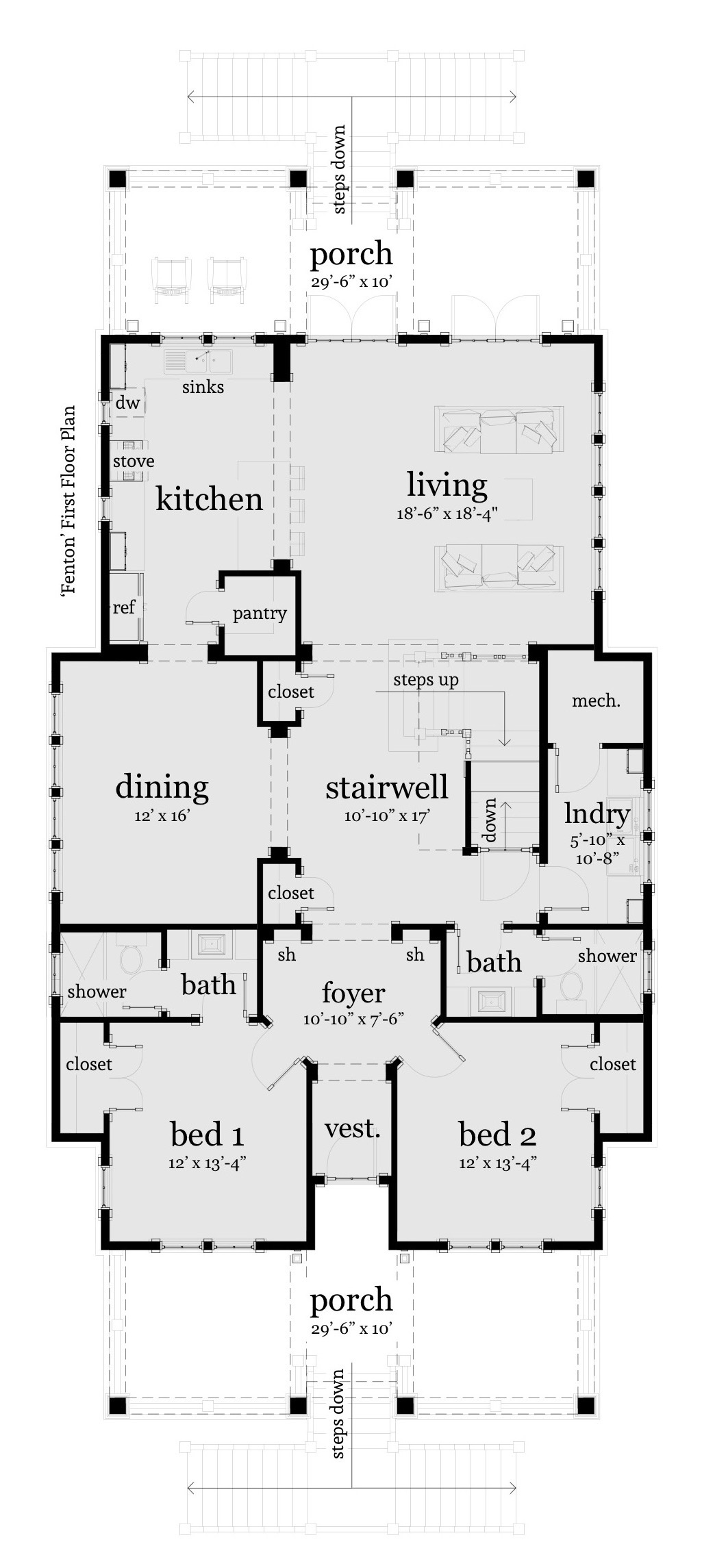 Floor Plan First Story of Cottage Plan #116-1113