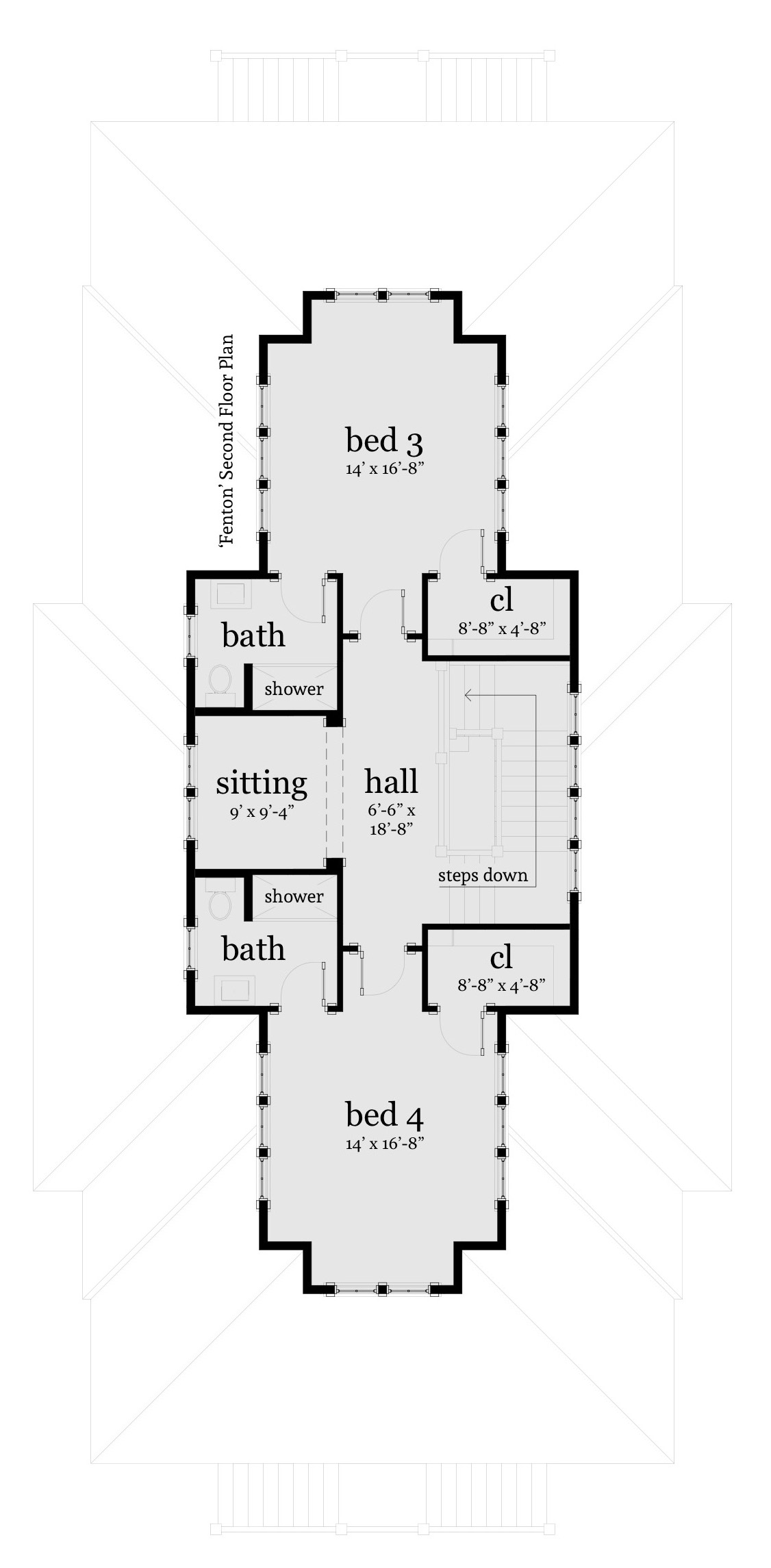 Floor Plan Second Story of Cottage Plan #116-1113