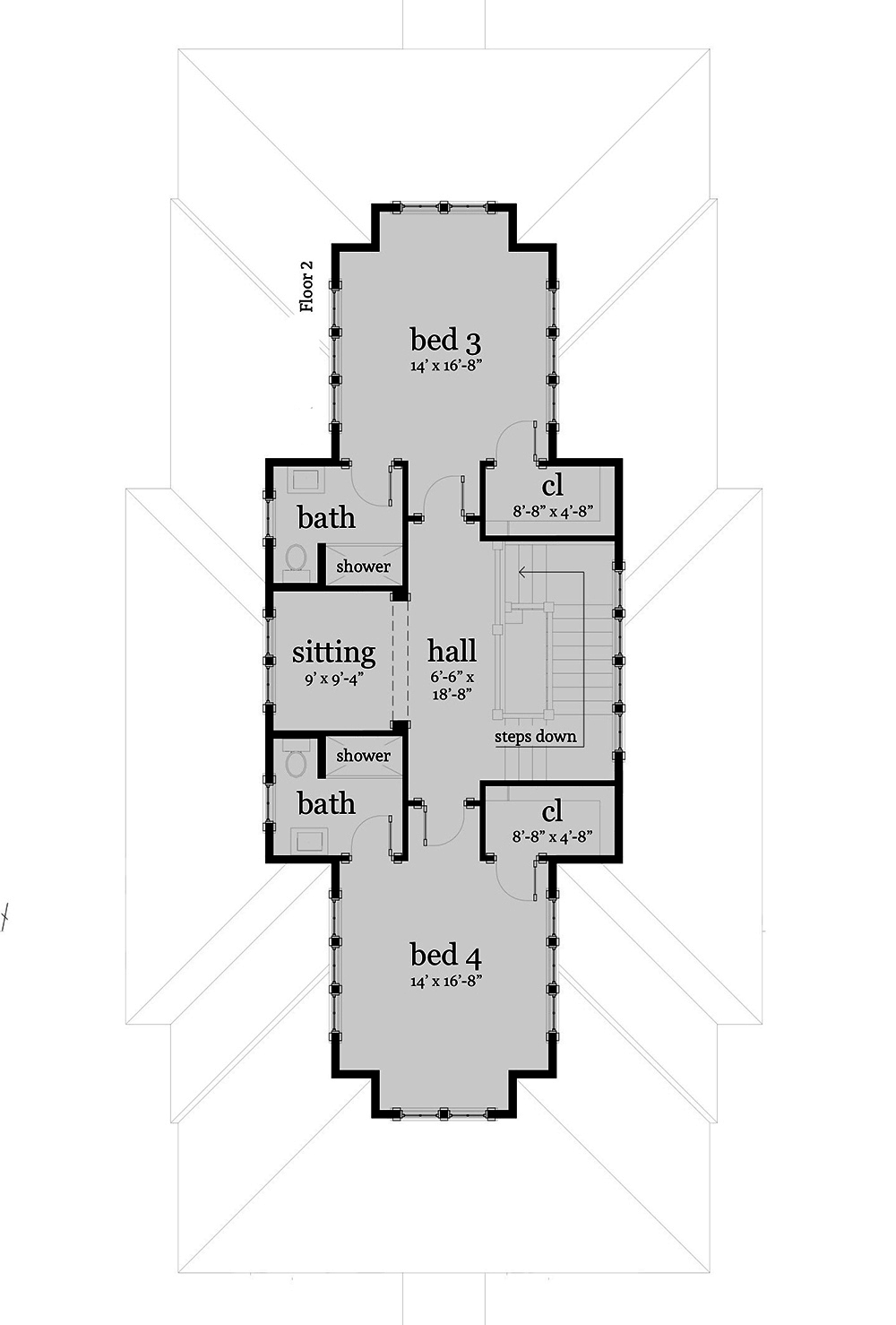 Floor Plan Second Story of Florida Style Plan #116-1114