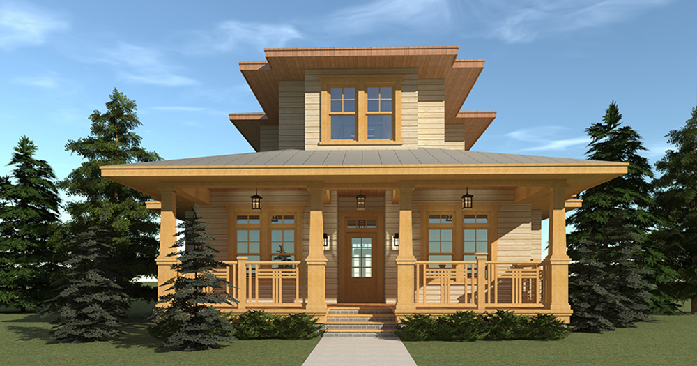 Front elevation of Florida Style home (ThePlanCollection: House Plan #116-1114)