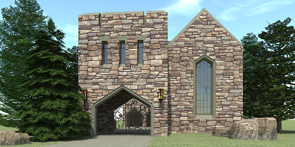 Color rendering of Historic style European Castle home plan (ThePlanCollection: House Plan #116-1116)
