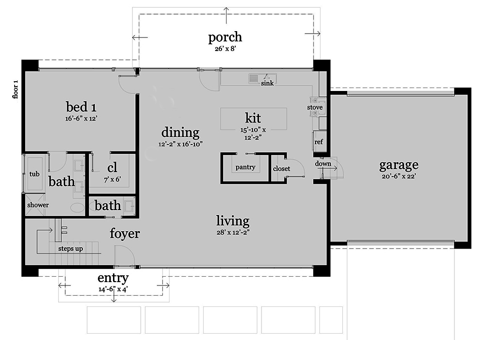 Floor Plan First Story of Modern Plan #116-1121
