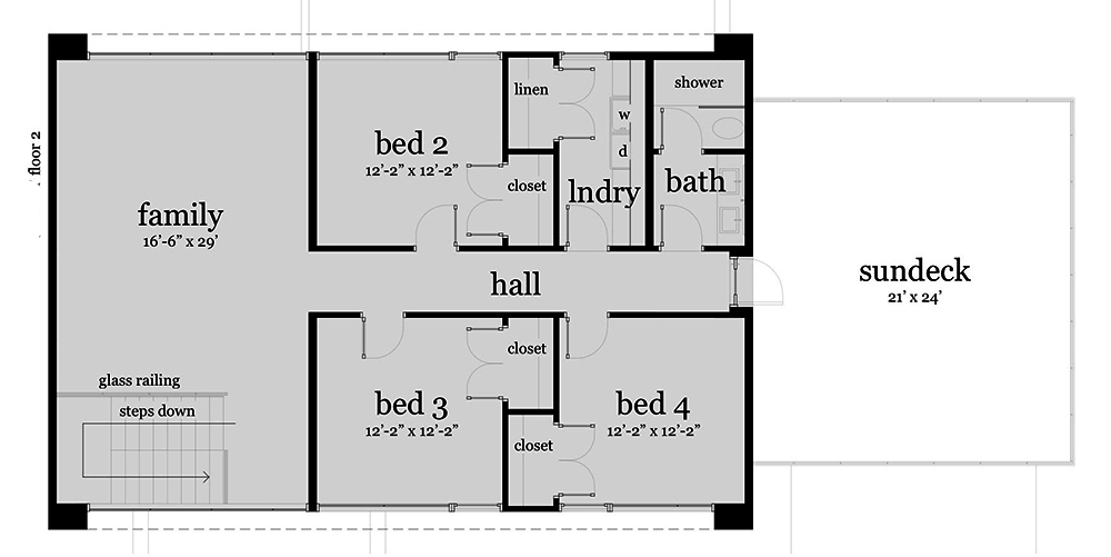 Floor Plan Second Story of Modern Plan #116-1121