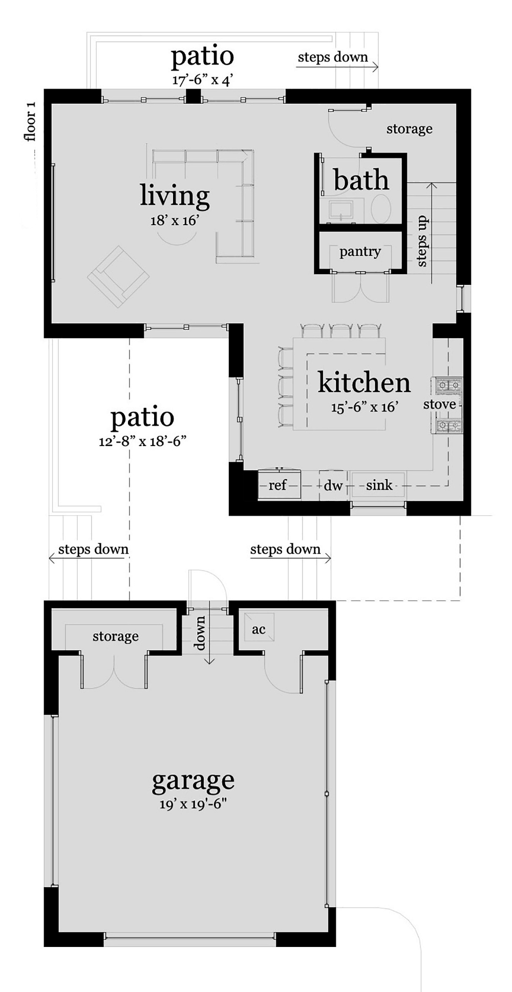 Floor Plan First Story of Modern Plan #116-1122