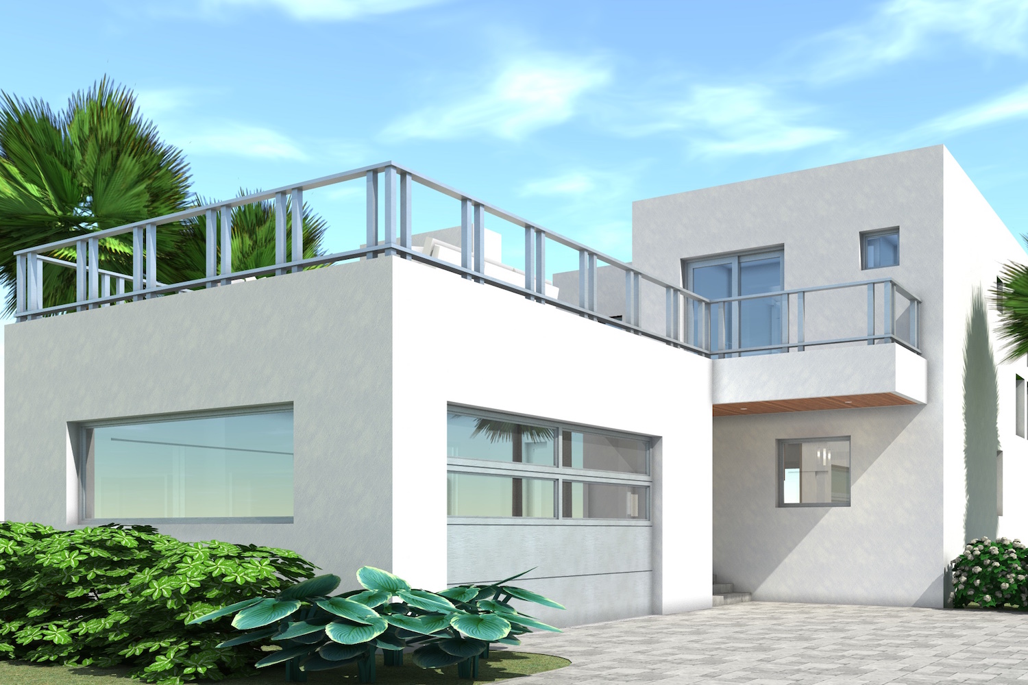 Color rendering of Modern home plan (ThePlanCollection: House Plan #116-1122)