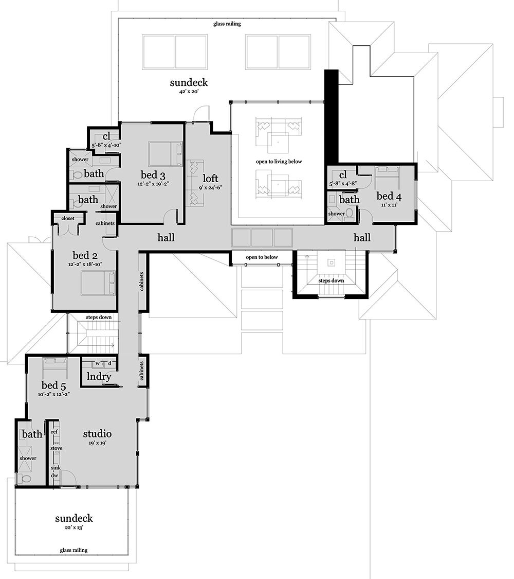 Floor Plan Second Story of Modern Plan #116-1124