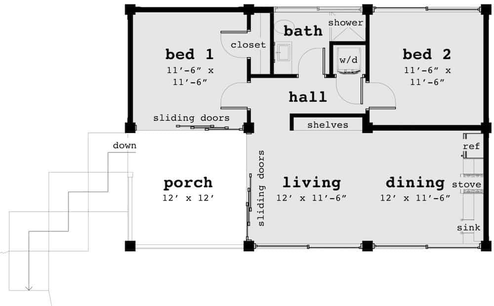 Floor Plan Main Level of Contemporary Plan #116-1126