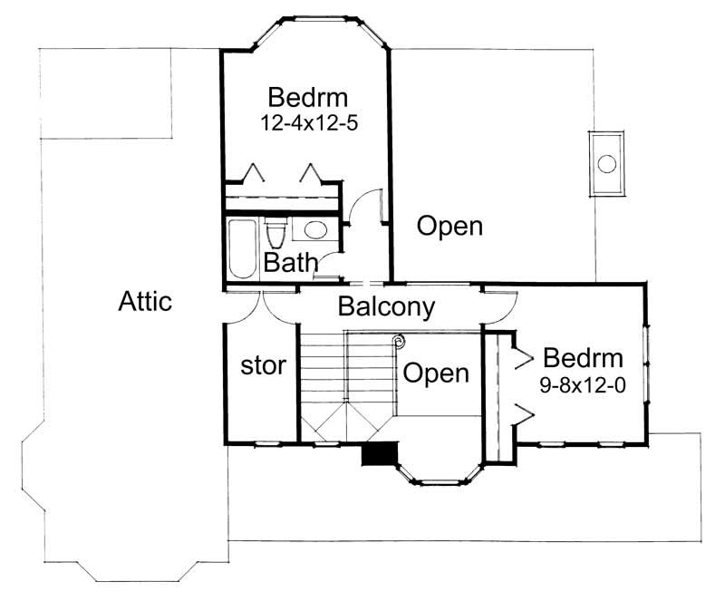 Floor Plan Second Story of Plan #117-1006