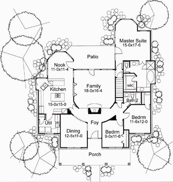 Floor Plan First Story of Texas Style Plan #117-1008