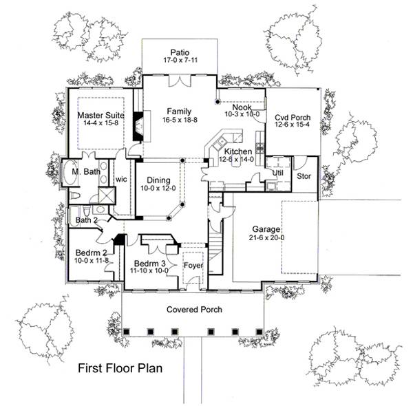 Floor Plan First Story of Traditional Plan #117-1010