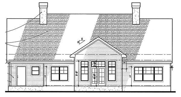 Home Plan Rear Elevation of this 3-Bedroom,1865 Sq Ft Plan -117-1010