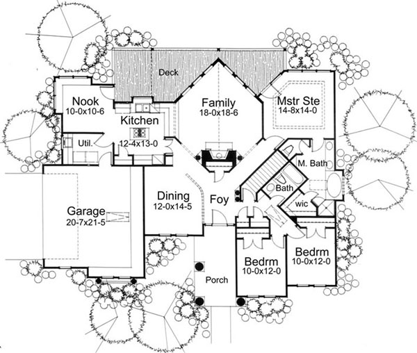 Floor Plan First Story of Contemporary Plan #117-1012