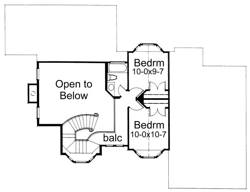 Floor Plan Second Story of Victorian Plan #117-1014