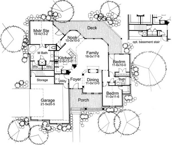 Floor Plan First Story of Traditional Plan #117-1017