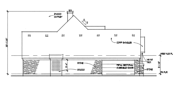 Home Plan Left Elevation of this 3-Bedroom,1715 Sq Ft Plan -117-1017