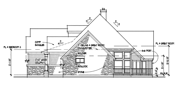 Home Plan Right Elevation of this 3-Bedroom,1715 Sq Ft Plan -117-1017