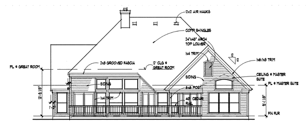 Home Plan Rear Elevation of this 3-Bedroom,1715 Sq Ft Plan -117-1017