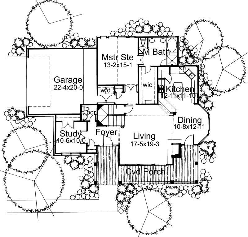 Floor Plan First Story of Farmhouse Plan #117-1019