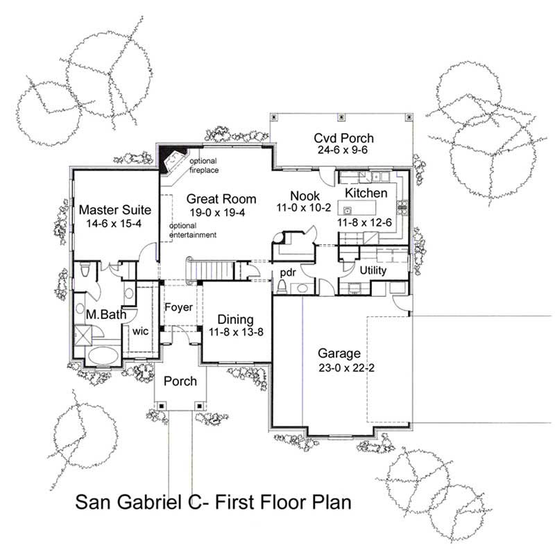 Floor Plan Main Level of Traditional Plan #117-1023