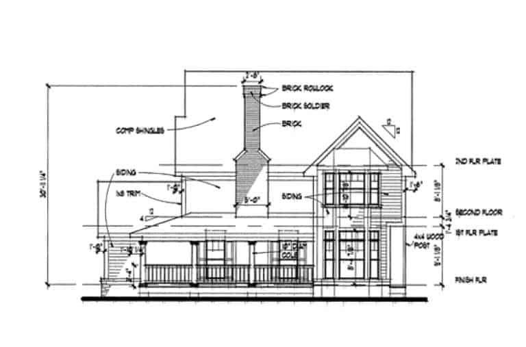 Home Plan Right Elevation of this 4-Bedroom,2274 Sq Ft Plan -117-1025