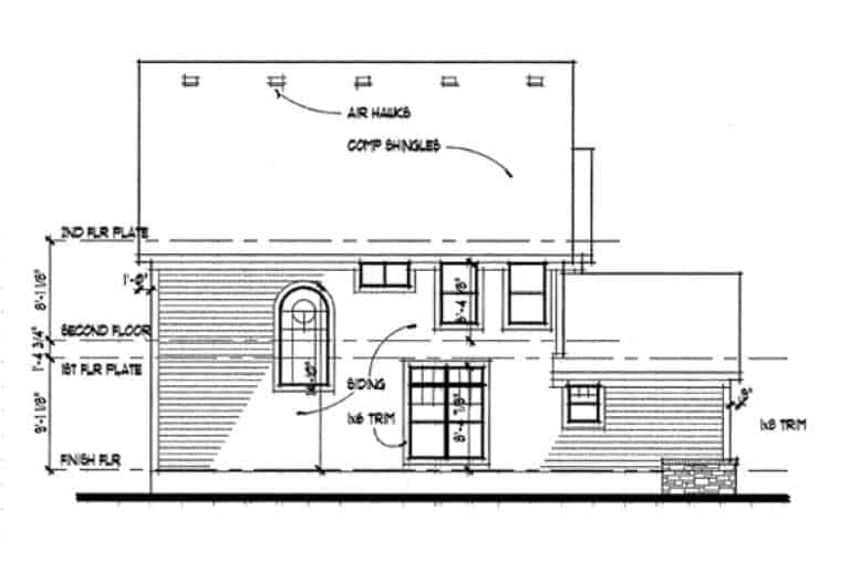 Home Plan Left Elevation of this 4-Bedroom,2274 Sq Ft Plan -117-1025