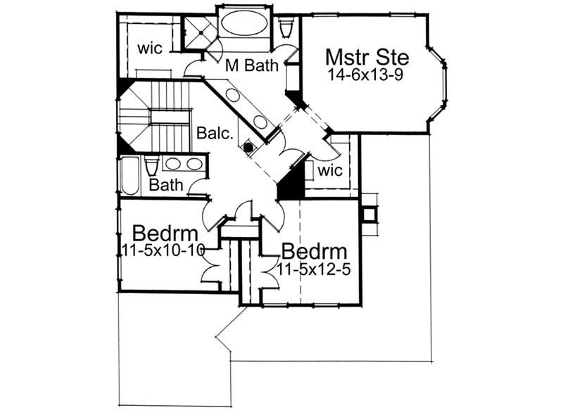 Floor Plan Upper Level of Farmhouse Plan #117-1025