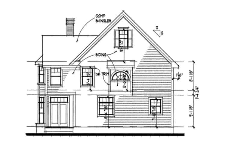 Home Plan Rear Elevation of this 3-Bedroom,2175 Sq Ft Plan -117-1027