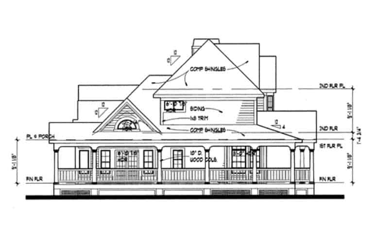 Home Plan Left Elevation of this 3-Bedroom,2175 Sq Ft Plan -117-1027