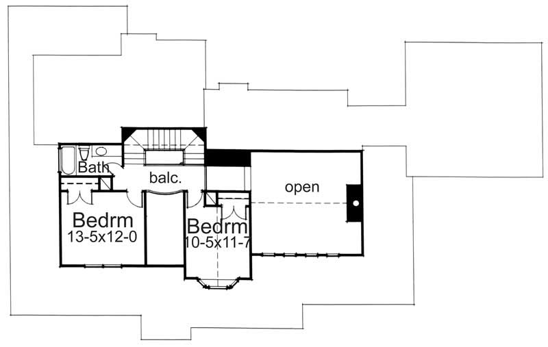 Floor Plan Upper Level of Farmhouse Plan #117-1027